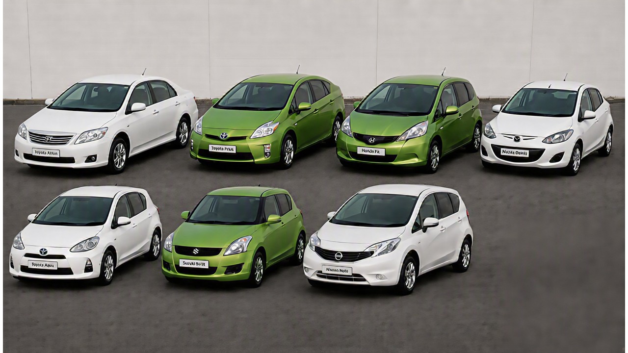 Examples of the petrol and hybrid vehicles PASM covers — Prius, Aqua, Fit, Swift, Note and more
